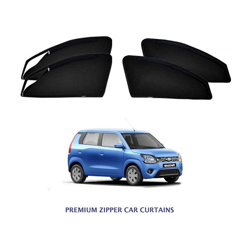Premium Magnetic Curtain with Zipper for Wagon R New - Black
